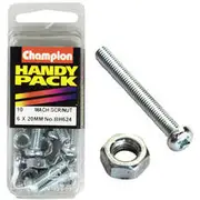 Champion Handy Pack Machine Screws and Nuts BH624, 6mm X 20mm