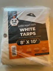 White Color 12 Mil Heavy Duty Canvas Tarp with gromits