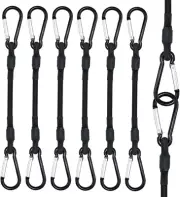 6 Pack Bungee Cords with Carabiner Hooks, 12 Inch Black Heavy Duty Bungee Cords