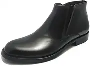 [Generic] Ankle Boot for Men High Top Chelsea Boot Slip On StyleGenuine Leather Zipper Solid Colors Pointed Toe Block Heel Easy Care Men's Leather Shoes