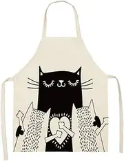 Creative Comic Apron Cute Cat Cartoon Apron Baking Accessories Apron Kitchen Apron Adjustable Bib Chef Apron for Baking Cooking BBQ