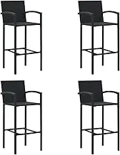 Bar Stools 4 pcs Black Poly Rattan,Table & Bar Stools 26.5KG-362584