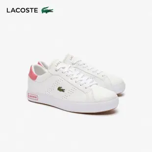 【LACOSTE】女鞋-Powercourt 2.0 撞色皮革休閒鞋(白/粉色)