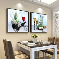 在飛比找Yahoo!奇摩拍賣優惠-餐廳裝飾畫現代簡約飯廳墻面壁畫創意酒杯兩聯墻畫客廳掛畫水果畫