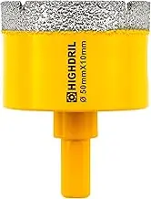 Dry Diamond Core Drill Bit,HIGHDRIL Diameter 50mm 2" with Triangle Shank Vacuum Brazed Hole Saw for Concrete Granite Marble Glass Porcelain Tile Masonry Brick