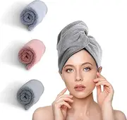 Koolstuffs Microfiber Hair Towel Wrap, 3 Packs Super Absorbent Quick Dry Hair Turbans for Wet Hair, Drying Hair Wrap Towels for Curly Hair Women Anti Frizz