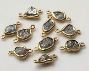12-16mm Gray Rough Diamond Connector, 925 Silver Gold Polished Diamond Connector