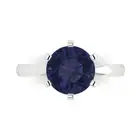 3ct Round Cut Blue Sapphire Promise Classic Engagement Ring 14k White Gold