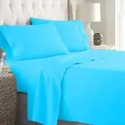 Branded 6 PCs Bed Sheets Set AU Select Wall Depth Size & TC Aqua Blue