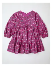 [Milkshake] Tiered Lurex Dress in Berry