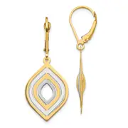 14K Yellow & Rhodium With Polished Leverback Earrings
