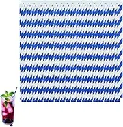100PCS Royal Blue and White Striped Paper Straws - Biodegradable Drinking Straws for Christmas, Birthday, New Year, Party Decoration Supplies