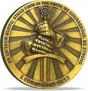 Faithful Guardian Christian Challenge Coin Stand Firm in The Faith Be Courageous Bible Verses Military Gift