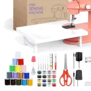 Beginner-Friendly Mini Sewing Machine with 42-Piece Kit & Foot Pedal - Orange