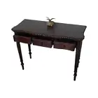 Solid Mahogany Wood Hall Table With 3 Drawers Antique Reproduction Design
