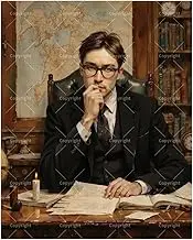 TAOPAOLAB Portrait Paint by Numbers Kit for Adults - DIY Man in Library Office with Candlelight Painting on Canvas 16x20 Inches, Acrylic Paint Set for Beginners, Vintage Art for Home Decoration/Gifts