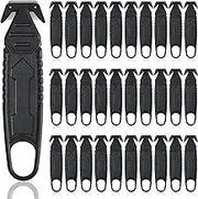 Therwen 30 Pcs Safety Box Cutter Knife of Stainless Steel Concealed Blade Package Opener with Tape Splitter for Carton Cardboard Wrap Letter Work Bag Straps Film Utility Tool (Black)