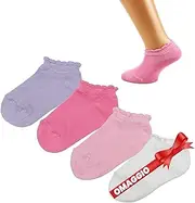 [LEON D'ORO] 4 Pairs Newborn Baby Socks Lightweight Cotton Socks for Girls 6 12 18 Months Made in Italy