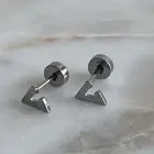 Flatback flat back triangle silver tone stud earrings surgical steel screw new