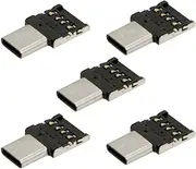 CY 5pcs Ultra Mini Type-C USB-C to USB 2.0 OTG Adapter for Cell Phone Tablet & USB Cable & Flash Disk
