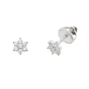 Bevilles Children's Cubic Zirconia Flower Screw Back Earrings in Sterling Silver Stud