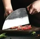 Full Tang Butcher Knife Handmade Forged Steel Wood Handle Chef Slicing Cleaver L