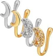 SAFIGLE Decorative Nose Ring Non Piercing Nose Ring Faux Nose Rings for Women Unique Nose Rings African Nose Cuff Clip on Moon Nose Ring Moon Nose Ring for Women Fake Nose Pin