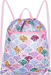 RLGPBON Drawstring Backpack Women and Girls, Kids String Bag Gym Bag Sackpack Sports Backpack