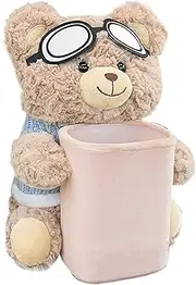Car Tissue Box | 2 in 1 Car Garbage Bin Tissue Box | Bear Plush Container Napkin Dispenser, Waste Bin Small Storage Organizer Cute Decor for Auto Truck Van RV