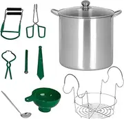 Stainless Steel Canning Pot Set 21.5 Quart, Water Bath Canner with Rack and Lid, Canning Supplies Starter Kit, 8-Piece Canning Tool Set(Green)