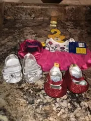 Build A Bear Workshop Pink Dress With Backpack - Attached + Shoes