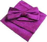[Zasel] Mens Burgundy With Silver Stars Matching Bow Tie & Pocket Square Set Burgundy, Silver