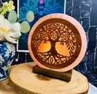 Himalayan Salt Lamp, Carved Wood Sheet Flower of Life, Salt Lamp, Dimmer Switch