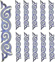 uxcell 10 Pack 9.4" Embroidery Sequin Appliques for Sewing, Embroidered Applique with Gold Trimming Floral Sew Iron on Patch for DIY Sewing Crafts Wedding Clothing Decor, Sapphire Blue