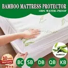 Bamboo Mattress Protector Waterproof Matress Cover Single King Queen Double Bed
