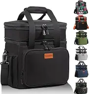 [GLENKEY] Expandable Large Insulated Lunch Box, Heavy Duty Cooler Bag Durable Leakproof Pail for Men Women Adults Work Shift Outdoor Picnic Camping Road Trip, 24 Can, Black CB01 16L