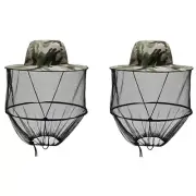 2X(Outdoor Anti-Mosquito Fishing Net Hat, Suitable for Fishing, Camping and7277