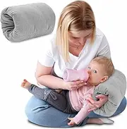 Nursing Pillow Muslin Small Nursing Muff Diameter 20 cm - Mini Nursing Pillow Baby Arm Nursing Pillow Arm Pillow for Travel Nursing Pillow Cotton Grey