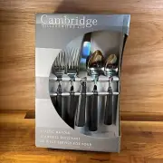 Cambridge Silversmiths Black-Handled 20-Piece Flatware Silverware Service for 4