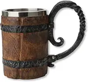Beer Mug Wood Style Beer Mug 650 ML Stainless Steel Retro Cup Bucket Shaped with Handle for Bar Restaurant Accessories Beer Mugs