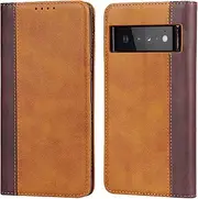 [Cavor] for Google Pixel 6 Case, Pixel6 5G Phone Cases Premium Leather Folio Flip Wallet Case Cover Magnetic Closure Book Design with Kickstand Feature & Card Slots(6.4")-Brown