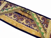 60" RARE IND VINTAGE TEXTILE BEADS SEQUIN SARI TAPESTRY THROW TABLE LINEN RUNNER