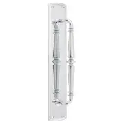 Sarlat Door Pull Handle on Backplate, Chrome