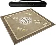 Large Mahjong Mat with Black Carrying Bag, Anti Slip and Noise Reduction Tablecloth, Table Mat for Mahjong Paigow Poker and Tile Game,Brown (100 cm/39.37 in)
