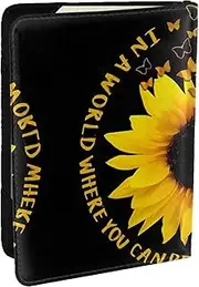 [JEJEA] Butterfly and Sunflower Print Travel Organizer Credit Cards Case Passport BookPassport Holder Cover Wallet forTraveling,, Black, One Size