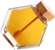 BRIGHTFUFU Clear Sealing Glass Honey Pot with Dipper Jar for Home Kitchen Use for Easy Visibility and Drip Control