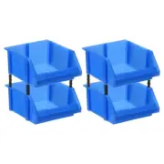4pcs Plastic Shelf Bins 8.3" x 8.1" x 4.3" Wall Mounted Storage Bins, Blue