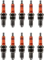 1pc/2pcs/10pcs D8TJC Spark Plug 3 Electrode Compatible with GY6 50cc 125cc 150cc 200cc Engine Motor Dirt Bike Moped Scooter ATV Go Kart(6PCS)