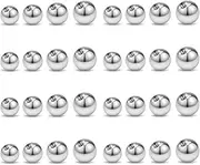 [RAMGLYO] 32 Pcs Stainless Steel Piercing Replacement Balls 3/4/5/6mm Silver Replacement Balls industrial piercing jewellery for Surgical Steel Belly Button Bars tongue piercing Lip Staples