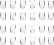 BTGLLAS 24pcs Clear Glass Tea Light Holders - Votive Candle Holders Bulk for Weddings Events - Glass Votives for Wedding Centerpieces, Christmas, Thanksgiving - Candle Accessories Decor (24, Clear)